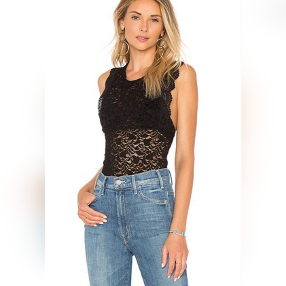 Free People Black Lace Tank Top
